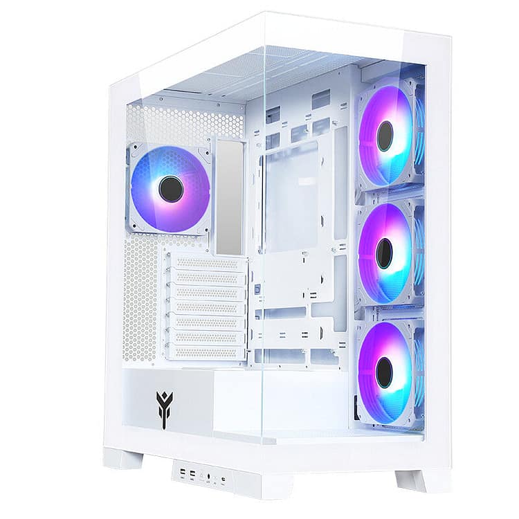 Case SHOWBUI 45W – Gaming Tower- ATX- 4x12cm ARGB fan- 2xUSB3- Type-C- Side & Front Panel Temp Glass- White Edition